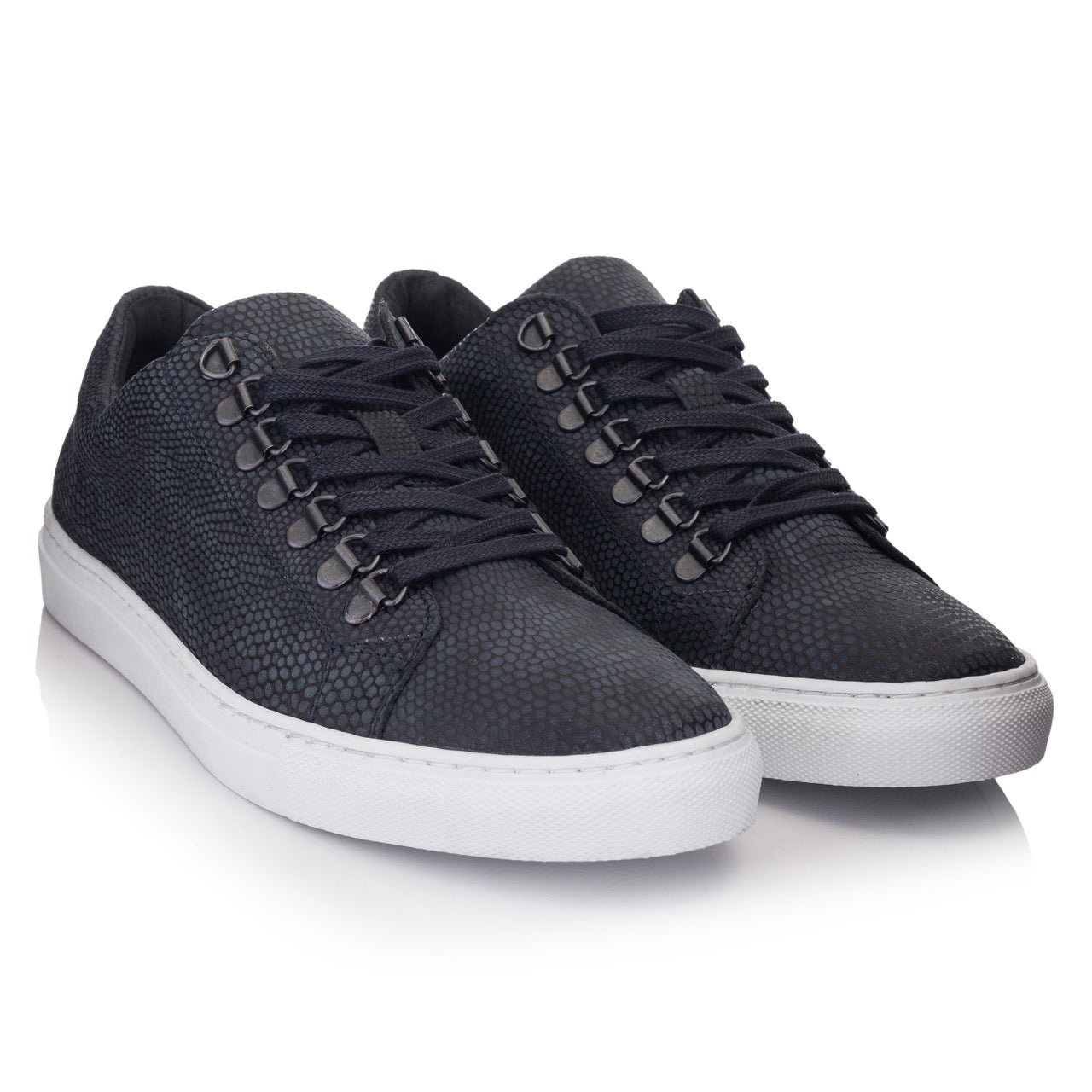 Velo sneaker eco dk.Blue reliëf leer