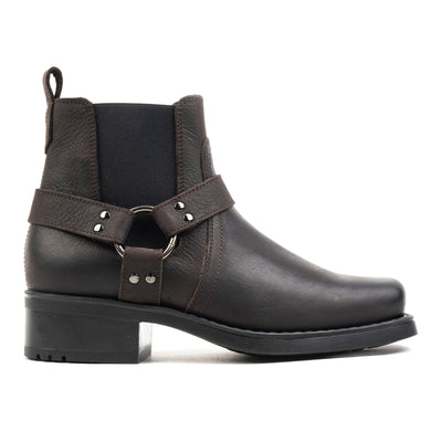 HARLEY ANKLE BOOT Brown Waxy Leather - HINSON